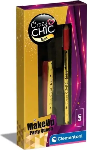 Set kozmetik për fëmijë Clementoni Crazy Chic Lip Gloss and Lip Liner Party, me lip gloss, me laps buzësh, shumëngjyrësh