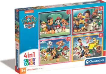 Puzzle Clementoni SuperColor PAW Patrol CLE 21513, set 4in1, 19 x 14 cm, shumëngjyrësh
