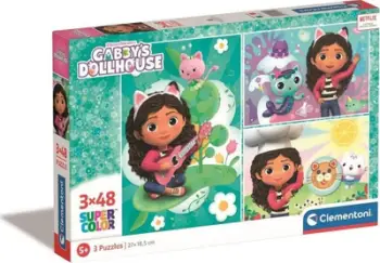 Puzzle për fëmijë Clementoni SuperColor Gabby’s Dollhouse 3x48 pjesë