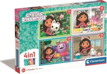Puzzle për fëmijë Clementoni Gabby’s Dollhouse, set 4 në 1, Super Color