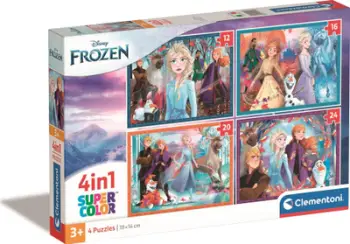 Puzzle 4në1 Clementoni SuperColor Frozen 21518, 4 puzzle, 19 x 14 cm, shumëngjyrëshe