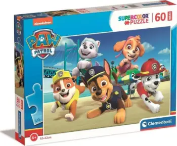 Puzzle Clementoni SuperColor PAW Patrol, 60 copa, 62 x 42 cm, shumëngjyrësh