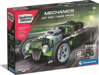Set ndërtimi Clementoni Mechanics Laboratory Hot Rod and Race Truck, 2 në 1, edukativ, shumëngjyrësh