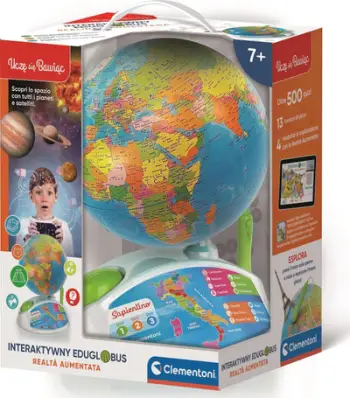 Glob edukativ interaktiv Clementoni Interactive Eduglobus 50847, me laps folës, me kuize, shumëngjyrësh