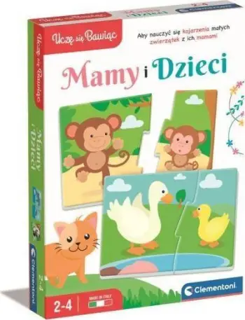 Loja edukative Clementoni Learn by Playing Mums and Children, puzzle me kafshë, shumëngjyrëshe