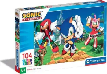 Puzzle Clementoni SuperColor Sonic 27256, 104 pjesë, për fëmijë 6+