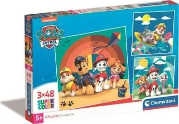 Puzzle Clementoni Paw Patrol CLE 25291, set 3x48 copa, për fëmijë 4+