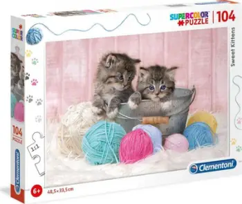 Lojë Puzzle Clementoni Super Kolor - Sweet Kitties, 104 elemente