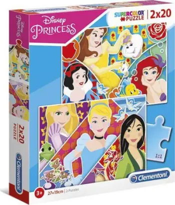 Puzzle Clementoni Princess Pieces, 2 copë, 20 pjesë, shumëngjyrëshe