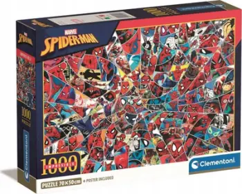 Puzzle Clementoni Spider Man Compact, 1000 pjesë, 70x50 cm, shumëngjyrësh