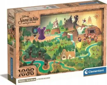 Puzzle Clementoni Compact Story Map Snow White, 1000 copa, 70 x 50 cm, shumëngjyrësh