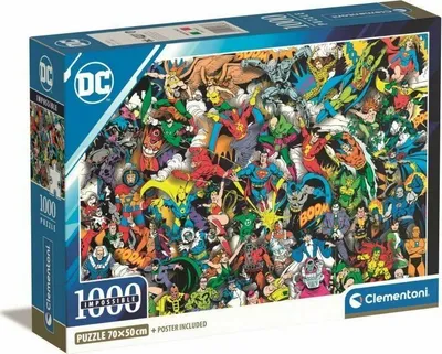 Puzzle Clementoni Compact DC Comics Justice League, 1000 pjesë, 70 x 50 cm, shumëngjyrësh - 1
