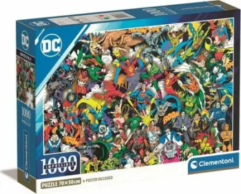 Puzzle Clementoni Compact DC Comics Justice League, 1000 pjesë, 70 x 50 cm, shumëngjyrësh