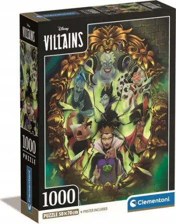 Puzzle Clementoni Disney Villains, 1000 copëza, 70 x 50 cm, shumëngjyrëshe