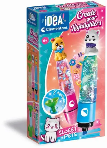 Set kreativ Clementoni Idea Sweet Pets, laborator personalizimi markera, 3 highlighter, për fëmijë 6+