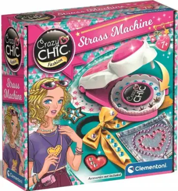 Set kreativ Clementoni Crazy Chic Decorating Machine 18739, makinë dekorimi për rroba, shumëngjyrëshe