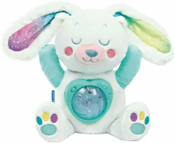 Lodër nate Clementoni Arctic Bunny, projektor me drita, muzikë qetësuese, e bardhë