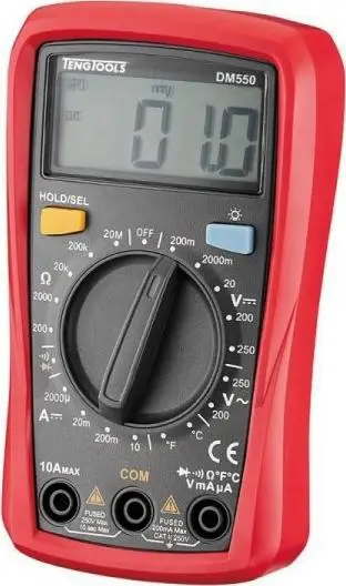 Multimetër digjital Teng Tools DM550, ekran 16mm, matje temperaturë, i kuq