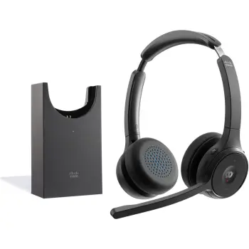 Kufje Cisco 722 wireless, Bluetooth, Webex button, USB-A adapter, charging stand, carbon black