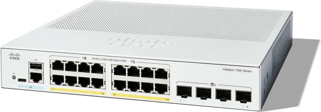 Switch Cisco Catalyst 1300-16P-4X, 16 porta GE, PoE, 4x10GE SFP+ - 1