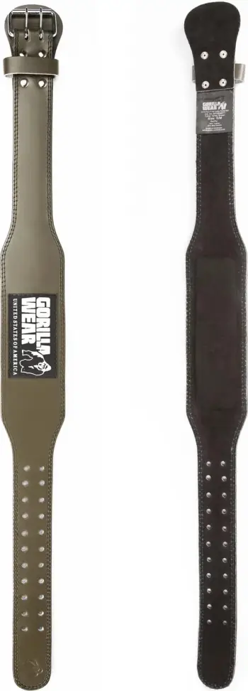 Gorilla Wear 4 Inch Padded Leather Lifting Belt - Army Green