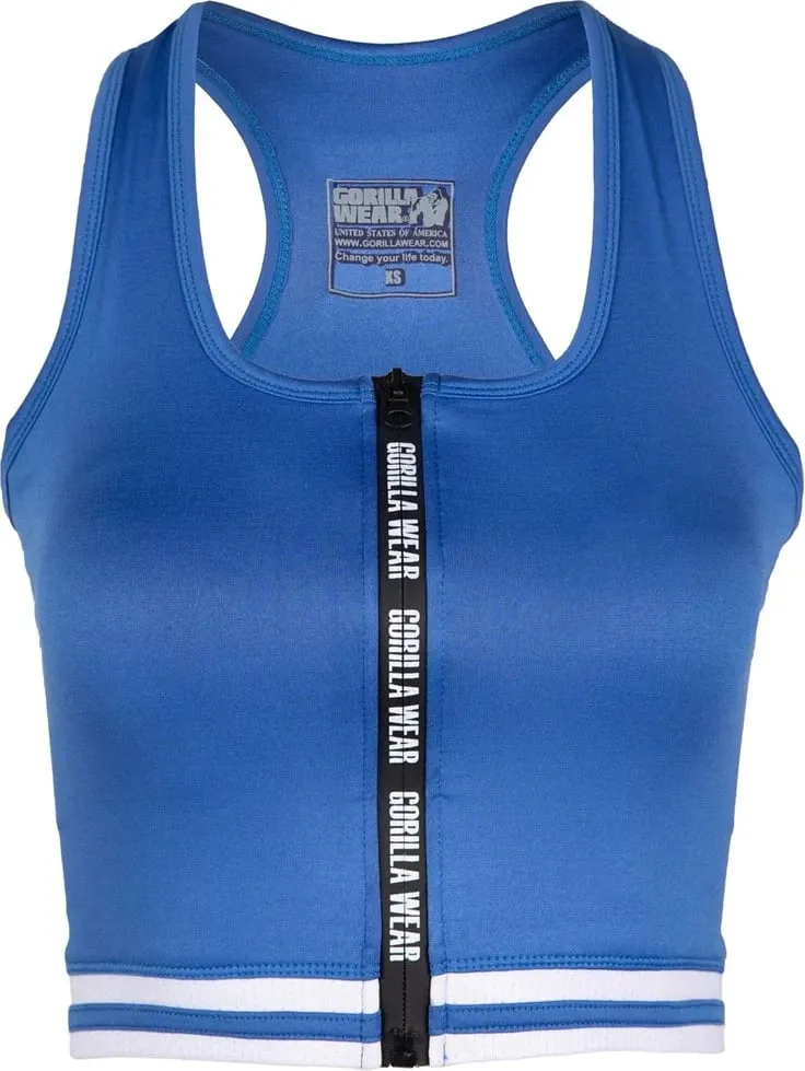 Mesa Zip Front Crop Top - Blue - 3