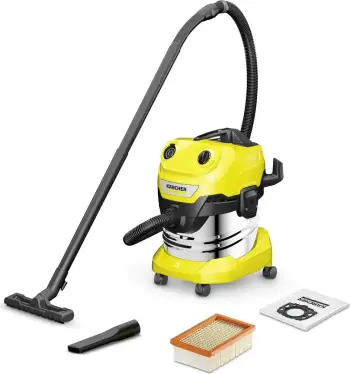 Fshesë me korent ndërtimi Karcher WD 4 S V-20/5/22, 1000W, depozitë inoksi 20L, e verdhë