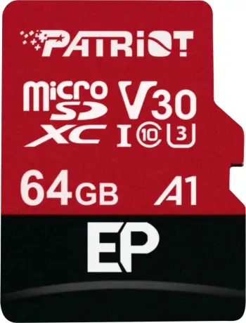 Kartë e memories Patriot, EP Pro MicroSDXC, A1 V30, 64GB, 100MB/s, Class 10 + Përshtatës SD