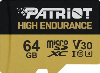 Kartë memorie Patriot EP High Endurance, MicroSDXC, 64GB, klasa 10, UHS-I/U3, V30