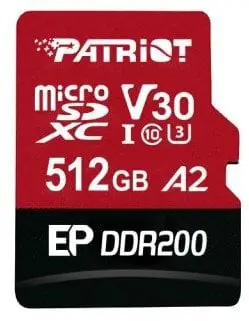 Kartelë memorie Patriot Memory EP DDR200, 512GB, MicroSDXC, Kuqe