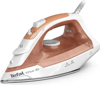 Hekur me avull Tefal FV2C40 Virtuo 30, 2000W, taban keramik, portokalli e bardhë