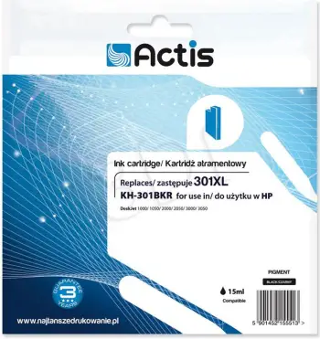 Ngjyrë për printer Actis KH-301BKR CH563EE, No. 301XL, e zezë