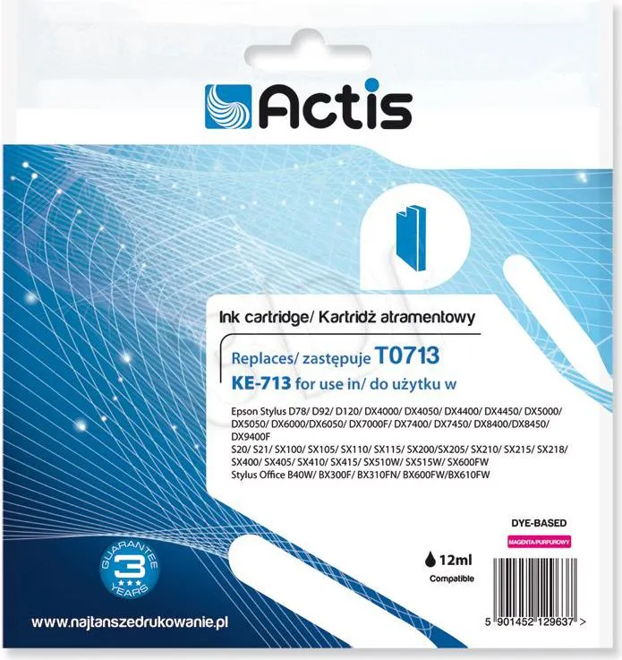 Ngjyrë printeri Actis KE-713, 12ml, e purpurt - 1