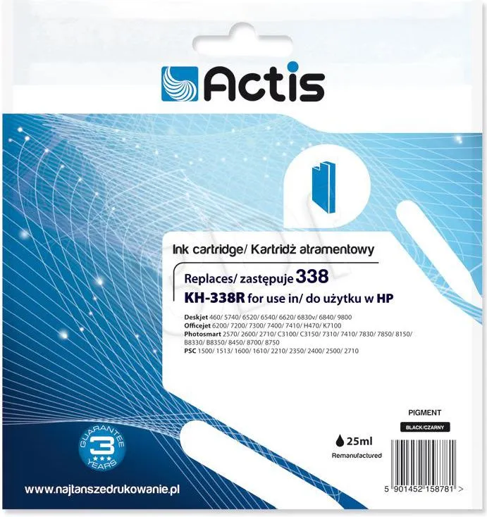 Ngjyrë për printer Actis KH-338R No. 338 C8765EE, e zezë - 1