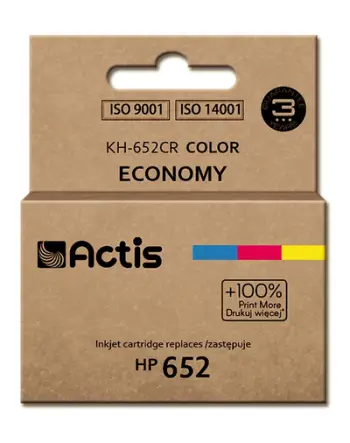 Ngjyrë për printer Actis KH-652CR (zëvendësim për HP 652 F6V24AE), 18 ml, e kaltër / vjollcë / e verdhë