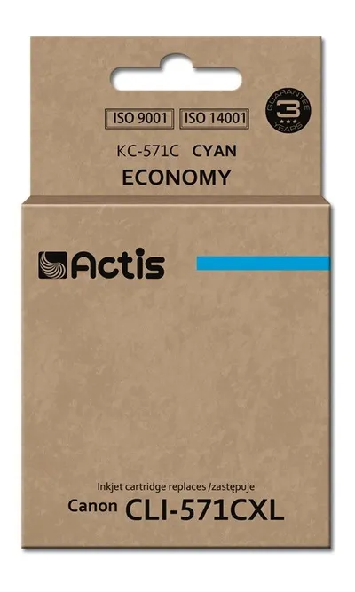 Ngjyrë për printer Actis KC-571C (zëvendësim për Canon CLI-571C), 12 ml, e kaltër - 1