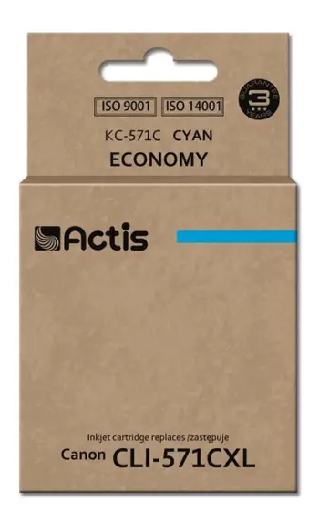Ngjyrë për printer Actis KC-571C (zëvendësim për Canon CLI-571C), 12 ml, e kaltër