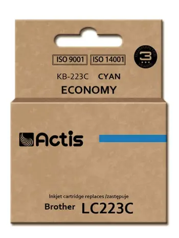 Ngjyrë për printer Actis KB-223C (zëvendësim për Brother LC223C), 10 ml, e kaltër