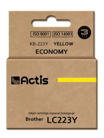 Ngjyrë për printer Actis KB-223Y (zëvendësim për Brother LC223Y), 10 ml, e verdhë
