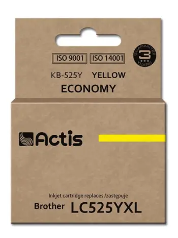 Ngjyrë për printer Actis KB-525Y (zëvendësim për Brother LC525Y), 15 ml, e verdhë