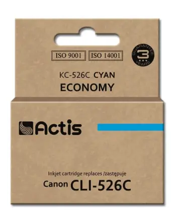 Ngjyrë për printer Actis KC-526C (zëvendësim për Canon CLI-526C), 10 ml, e kaltër