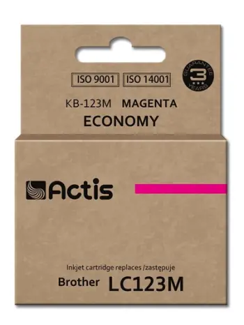 Ngjyrë për printer Actis KB-123M (zëvendësim për Brother LC123M/LC121M), 10 ml, vjollcë