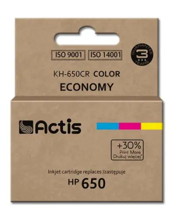 Ngjyrë për printer Actis KH-650CR (zëvendësim për HP 650 CZ102AE), 18 ml, e kaltër / vjollcë / e verdhë