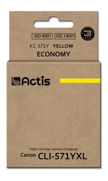 Ngjyrë për printer Actis KC-571Y (zëvendësim për Canon CLI-571Y), 12 ml, e verdhë
