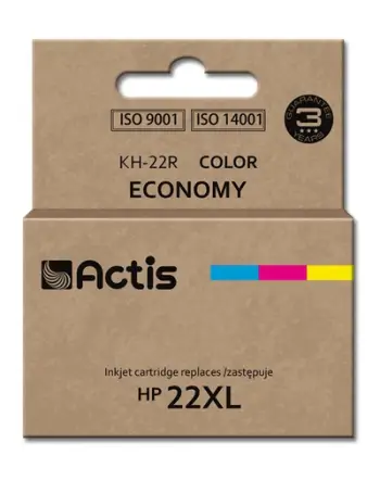 Ngjyrë për printer Actis KH-22R (zëvendësim për HP 22XL C9352A), 18 ml, e kaltër / vjollcë / e verdhë