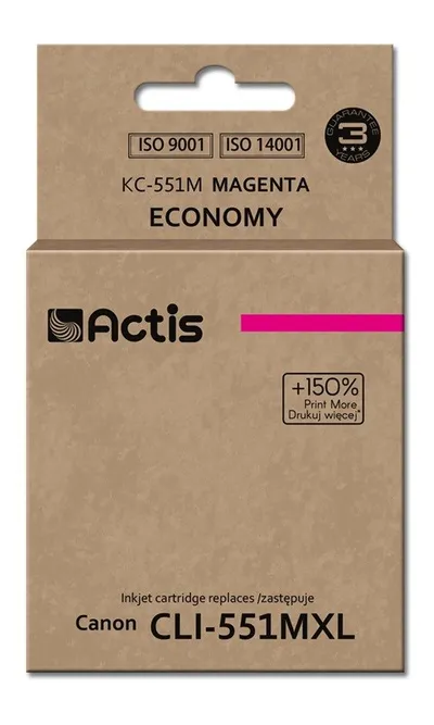 Ngjyrë për printer Actis KC-551M (zëvendësim për Canon CLI-551M), 12 ml, vjollcë - 1