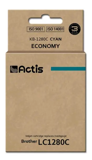 Ngjyrë për printer Actis KB-1280C (zëvendësim për Brother LC1280C), 19 ml, e kaltër