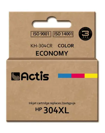 Ngjyrë për printer Actis KH-304CR (zëvendësim për HP 304XL N9K07AE), 18 ml, e kaltër / vjollcë / e verdhë