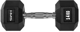 Hantel HMS HEX PRO, 14 kg, çelik me veshje gome, i zi