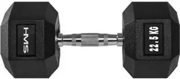 Hantelë gome HMS Hex Pro, 22.5 kg, gjashtëkëndore, e zezë